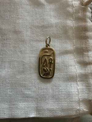 14k Gold Egyptian Cartouche Hieroglyphic Pendant 2g - Image 1 of 4