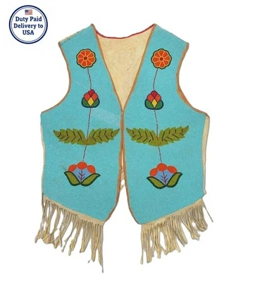 Native American Style Handmade Beaded Vest | Powwow Regalia | Tribal Vest BV920 - Image 1 of 3