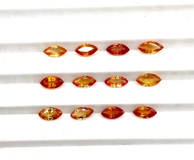 Lote de 12 piezas de piedras preciosas sueltas corte marquesa zafiro naranja natural de grado superior de 6 x 3 mm Foto 1 de 4