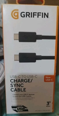 Cable de carga/sincronización Griffin USB-C a USB-C - 3 PIES - negro Foto 1 de 2