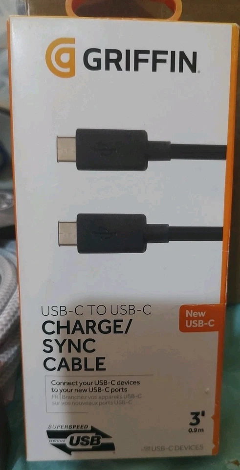 GRIFFIN USB-C to USB-C Charge/Sync Cable - 3FT - Black - Image 1 of 2