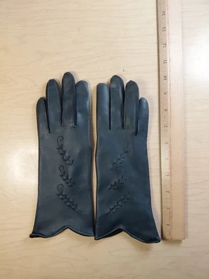 复古乙烯基和抓绒黑色驾驶手套 - 日本 - 8 码 — 第 1/4 张图片