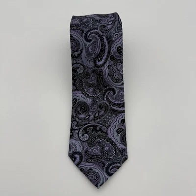 Bill Blass Essentials Tie, Purple & Black Paisley  Classic Formal Menswear - Image 1 of 4