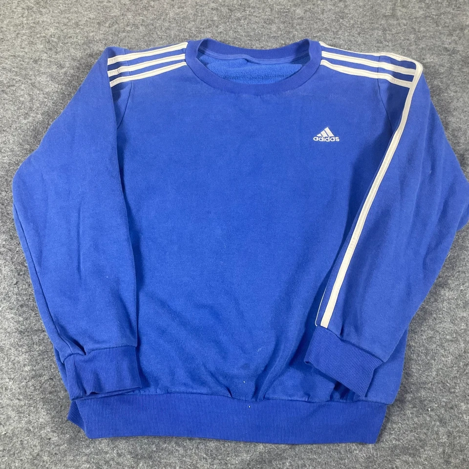 VTG Adidas Sweatshirt Mens XL Blue Striped Crewneck Pullover Embroidered Retro - Image 1 of 4