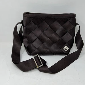 Maggie Bags Seatbelt Bag Crossbody Adjustable Purse Brown Woven Zipper - Picture 1 of 11