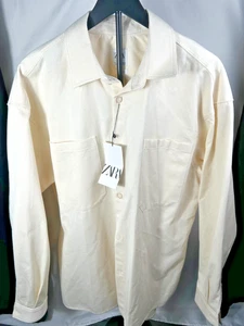 NWT -  Zara - Men’s Relaxed Fit Shirt Cream Ivory -  Size Large -  MSRP $95.00 - Picture 1 of 4