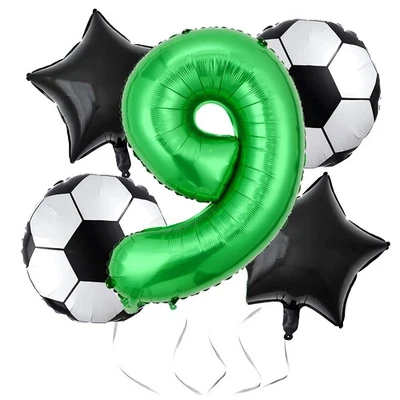 Футбол день рождения воздушные шары 9 вечеринки украшения, 32 в фольге майлар зеленый 9 - Изображение 1 из 4