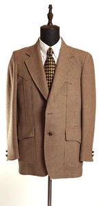 Vintage Men’s Pendleton Western Brown Houndstooth Blazer Jacket Size 40R - Picture 1 of 8