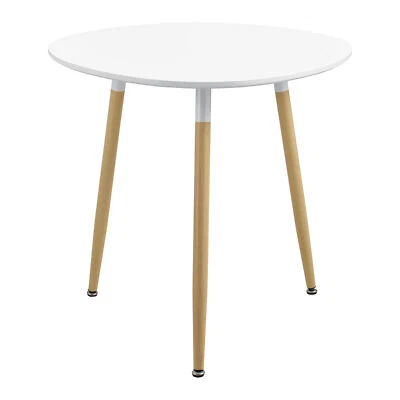 [en.casa] Esstisch 80x80x74cm Weiß Matt Buche Küchentisch Esszimmer Tisch Retro - Bild 1 von 4