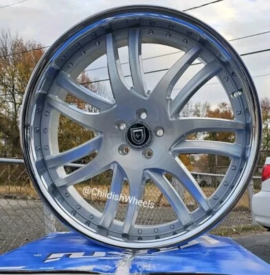 24" Inch 24x9 Silver Brushed Lexani Profile 5x114.3 5x4.5 Wheels Rims Foto 1 de 4