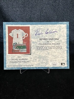 Richie Ashburn Famous Flannels Max Z Retired Uniform Card/600 Signed JSA COA HOF - Image 1 of 4