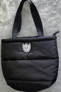 NWOT Victoria Secret Pink Black Puffer Tote Bag Quilted Zipper Shoulder Nylon - Picture 1 of 11