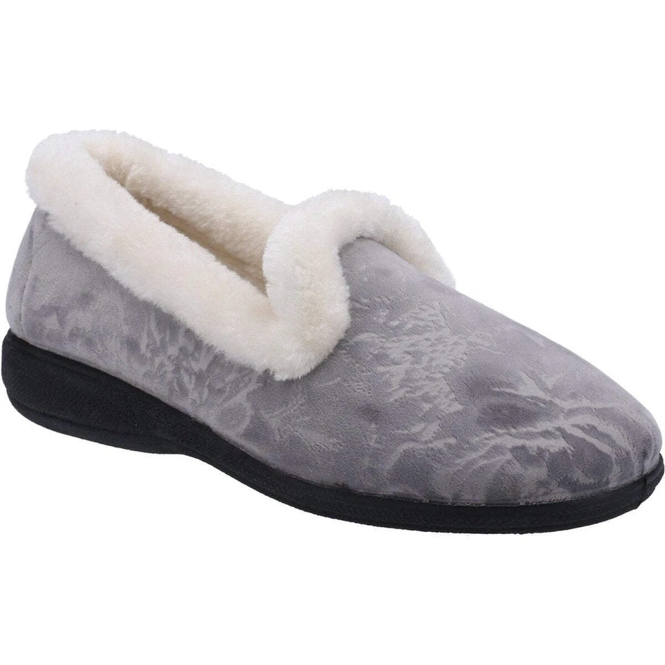 Fleet & Foster Adelaide Ladies Memory Foam Plush Velour Slippers Warm Lined