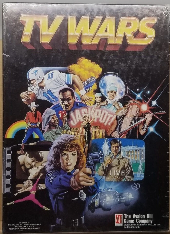 Vintage Avalon Hill TV Wars 6365 Board Game 1987 Unpunched and Complete