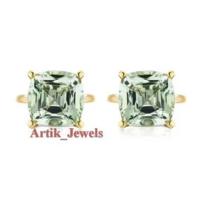 Natürliches Grün Amethyst Edelstein Mit 14K Vergoldet Silber #1334 - Bild 1 von 4