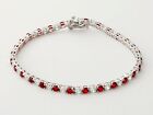 14K Yellow Gold Plated 10Ct Round 4MM Lab-Created Ruby Tennis Bracelet