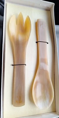 Vintage Horn Salad Server Set - Image 1 of 4