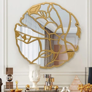 round Wall Mirrors Decorative, 31.5'' Irregular Frame Gold Mirror for Wall Decor - Picture 1 of 7