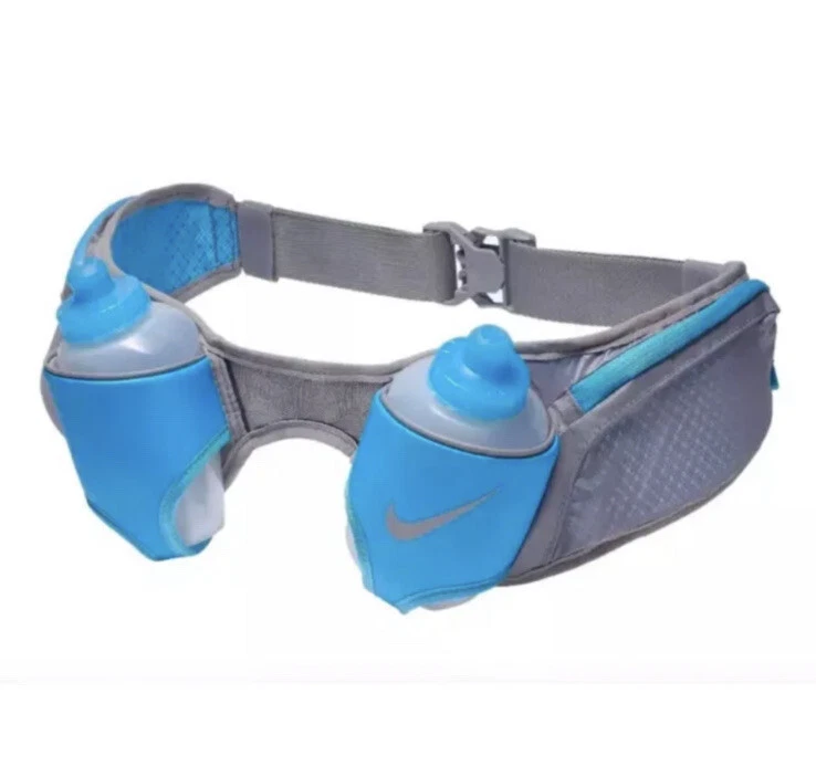 Nike Double Flask Hydration Belt 20 OZ OSFM Dust/LT Blue Fury/Silver AC4052-038. - Image 1 of 4
