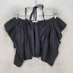 Kalita Black Silk Halter Off Shoulder Sexy Andromeda Crop Womens Blouse Size S - Picture 1 of 24