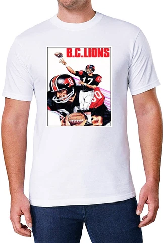 CFL 1970's B.C. Lions Logo White  Printed T-Shirt 100% Cotton Men  NEW Cover