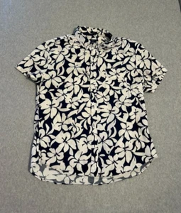 J. CREW Men's Flex Washed Slim Hawaiian Short Sleeve Shirt Size XL Navy & White - Picture 1 of 4