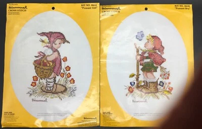 НАБОРЫ пара штампованный крестиком 1981 подлинный Hummel крестьянин мальчик и крестьянская девочка - Изображение 1 из 4