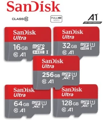 SanDisk ULTRA 32GB 64GB 128GB 256GB 512GB MicroSD Memory Cards Flash C10 A1 AU