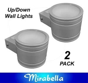 2 x Silver Mini Up / Down Outdoor Wall Lights 240V 2 x GX53 Max 9W - Picture 1 of 4