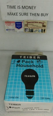 3 pack of)Teiber Globe/75 WATT/ FROST/ 120V 75A19/FR LONG LIFE(8cb2up - Image 1 of 4