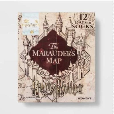 Womens 12 Days of Socks Harry Potter Marauders Map Hogwarts Christmas Advent NIB - Image 1 of 2