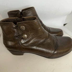 Botines de cuero marrón de Earth Origins talla 6,5 cremallera lateral - Imagen 1 de 5