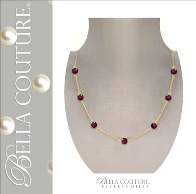 SALE 18" RARE 14K YELLOW GOLD GARNET ANTIQUE VICTORIAN ROSE CUT STATION NECKLACE - Image 1 of 4