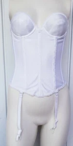 Vintage Carnival Longline Corset Bra with Garters Size 34A White Bridal NEW  - Picture 1 of 7