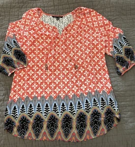 Zac & Rachel Tunic Top Size XL Multi Floral Colorful 3/4 Sleeves Boho - Picture 1 of 2