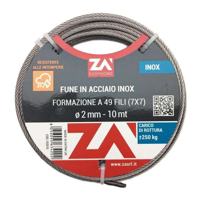 FUNE ACCIAIO INOX 49F D 8 MM 10 M - Immagine 1 di 1