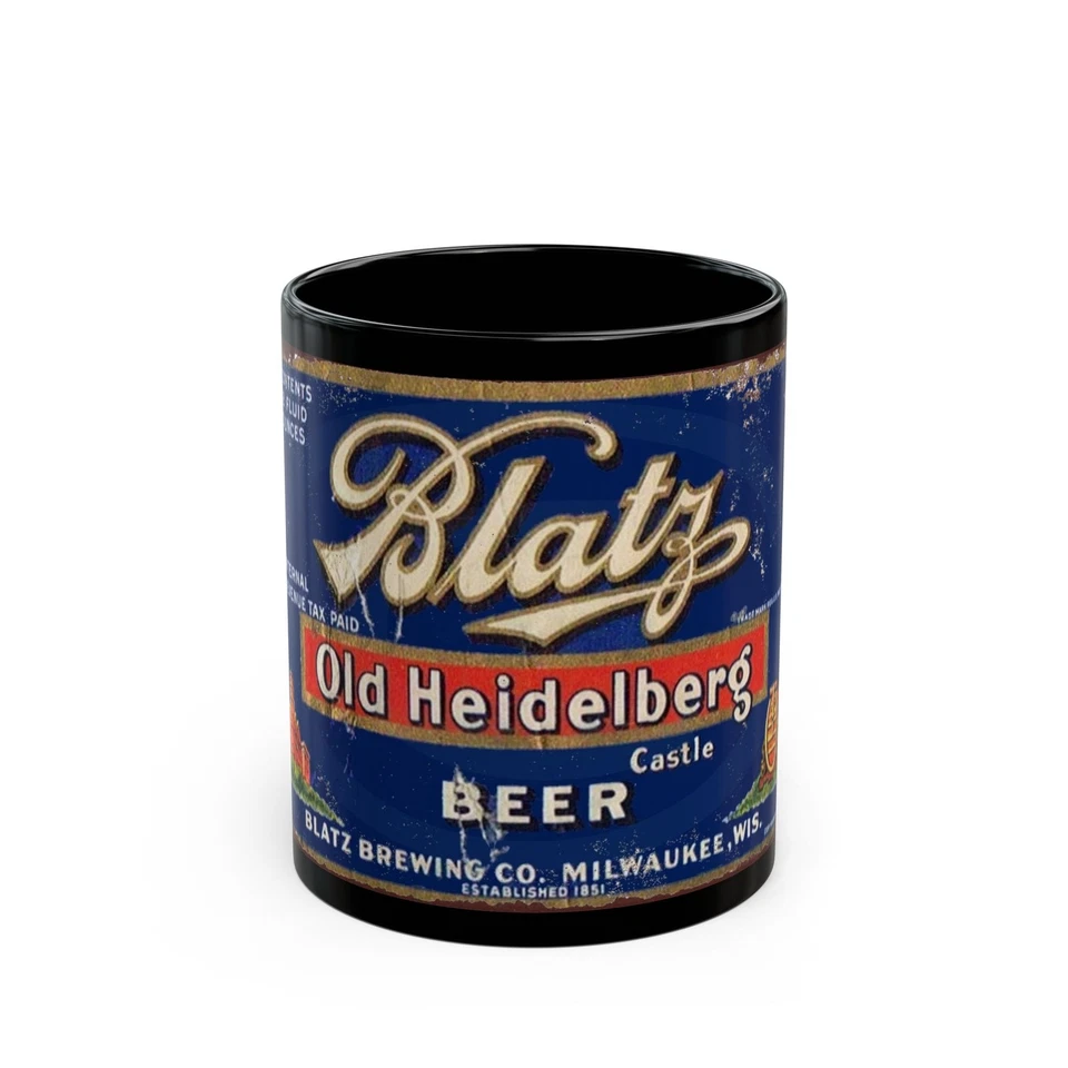 Blatz啤酒广告咖啡杯旧锡标志艺术 — 第 1/1 张图片