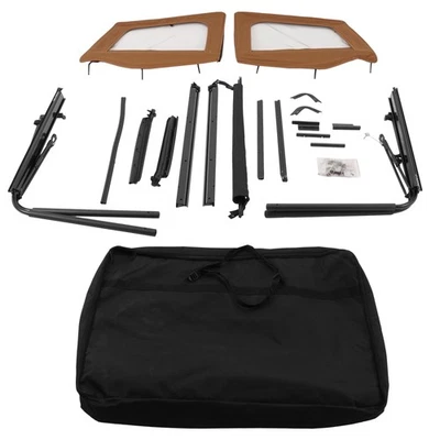 For 1987-95 WRANGLER YJ Soft Top Kit Tan Front Upper Half Doors w/Tinted Windows Foto 1 de 4