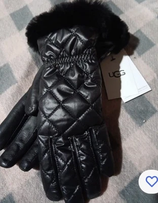 Guantes táctiles UGG para todo clima acolchados de cuero - Talla S/M Foto 1 de 2