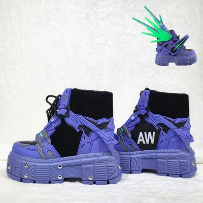 Wang M07 Goblin Purple Hidden Wedge Women's Combat Mech Mode Sneakers - Image 1 of 4