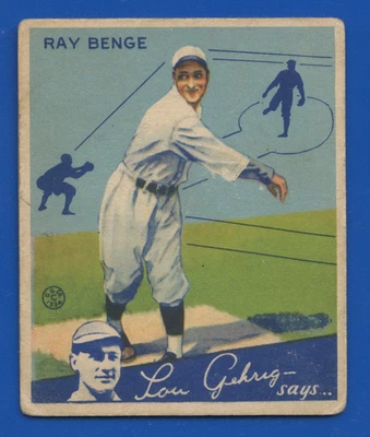 1934 Goudey #24 Ray Benge Brooklyn Dodgers en muy buen estado+ bien centrado, sin pliegues Foto 1 de 2