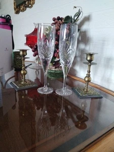 Pair Of Royal Doulton Crystal "WESTMINSTER" Champagne Flutes 21.6cms 8-1/2" 1st - Imagen 1 de 12