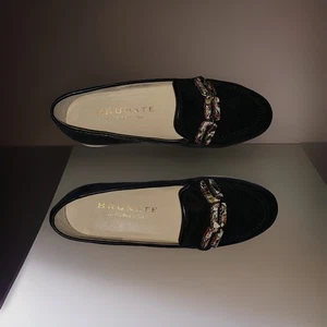 BRUNATE Women's Suede Loafer Black Sz 36.5 M  Narrow $359 MSRP - Picture 1 of 10
