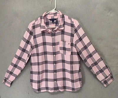 Camisa feminina Tommy Hilfiger xadrez média manga longa bolso viscose - Imagem 1 de 4