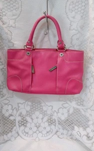 Tommy Hilfiger Pink Faux Pebble Leather Meduim Size Double Handle Tote Handbag - Picture 1 of 17