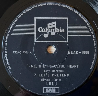 LULU ME, THE PEACEFUL HEART 7" EP COLUMBIA SINGAPORE (1968) VG POP VOCAL - Image 1 of 4