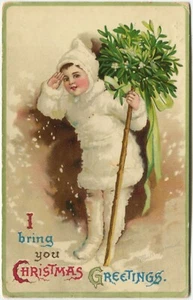 SCHNEEBABY MIT STECHPALME, WEIHNACHTEN, ELLEN CLAPSADDLE - Kinder Postkarte - Bild 1 von 2