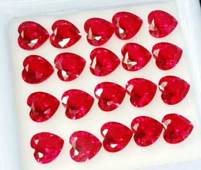 8 MM Natural Red Ruby 20 Pcs Lot Certified Loose Gemstone Heart Shape W291 - Image 1 of 4