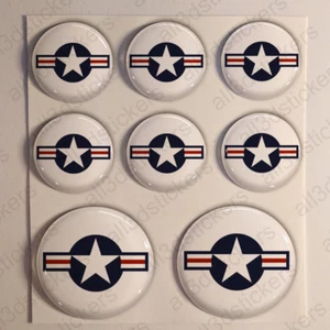 Autocollant États-Unis USA Cocarde Résine Relief Rond 3D Drapeau Armée de l'air - Imagen 1 de 1