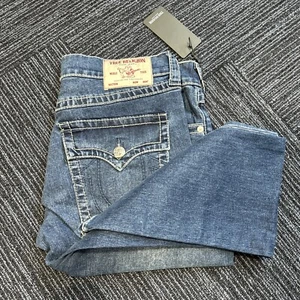 TRUE RELIGION Rocco Relaxed Big T Flap Skinny Jeans Dark Wash 34Wx32 - Picture 1 of 6